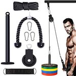 Cable Machine Attachments Professional Muscle Strength Fitness LAT and Lift Pulley System Weight Home DIY Gym Equipment for Triceps Pull Down Biceps Curl Back Forearm Shoulder (Black Rope)