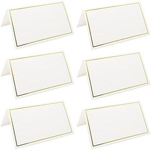 50 Pack Tent Cards with Gold Foil Border for Weddings, Banquets, Events, 2 x 3.5 Inches