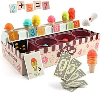 TOP BRIGHT Juego de helados para 3 años – Matemáticas y lógica helado – Juego de porciones de helado para niños pequeños – Juego de rol – Accesorios de tienda de compra Juguetes Regalo para niñas de 3