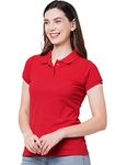 Wear Your Opinion Womens Polo Collar Neck Regular Fit T-Shirt Top (Design: Solid, Red, Medium)