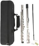 Miwayer C Flutes Closed Hole 16-Key Flute Nickel Woodwinds for Beginner Kids Student Flute Instrument with Carrying Case, Cleaning kit, Gloves, Tuning Rod (Nickel Silver)