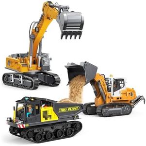 ADTHLIER Adult Metal Mini Remote Control Excavator Dump Loader, Screw Driven, Equipped with Two Batteries, Ideal Gift for RC Model Enthusiasts and Children.