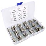 Gebildet 126pcs 6x30mm Fast-Blow Glass Tube Fuse, Quick Blow Car Glass Tube Fuses Assorted Kit (AMP 1A 2A 3A 5A 6A 10A 15A 20A 25A)