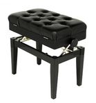 Symphony Piano Bench Stool with Adjustable Height and Storage - Polished Ebony (FS311PE)