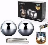 SAICOOS Reusable ice Cubes, Ball 2 Pieces, Whisky Stone, Stainless Steel ice Cubes with high Cooling Technology, Used for Whisky, Vodka, Liquor, Wine…