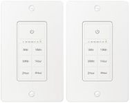 BN-LINK Countdown Timer Switch for Exhaust Fan, Bathroom Fan Light Switch Timer 5-10-30-60mins, 2-4hours, Neutral Wire Required, Free Wall Plate, White, 2Packs