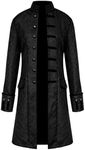 Men Vintage Tailcoat Jacket Steampunk Victorian Uniform Formal Tuxedo Frock Coat - Black - Medium