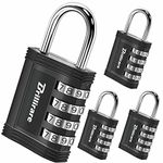 4 Pack Combination Lock, 4-Digit Waterproof Padlock, Zinc Alloy Outdoor Keyless Resettable Travel Luggage Locks for Backpack, Gym Locker, Hasp, Fence, Gate, Case, Toolbox-by Brillirare