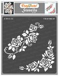 CrafTreat Flower Stencils for Furniture Painting Vintage - Blushing Roses - Size: 6X6 Inches - Rose Stencils for Painting on Canvas, Garden, Fabric, Wood - Floral Stencils for Crafts Reusable