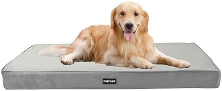 HMTOPE Orthopädisches Hundebett, 10cm Dicke Hundekissen für Mittelgroße Hunde, Grosse Hunde, Abnehmbar und Waschbar Hundematte, rutschfeste Unterseite, Wasserdichtes Innenfutter, 112 cm, Hellgrau
