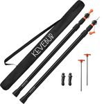 KEVEBUB Adjustable Tent Poles, Heavy Duty Ultra-Light 6063 Aluminium Telescoping Tarp Poles (90-230cm) with Twist Lock System, Anti-Puncture Cap for Camping Awning Canopy - Set of 2