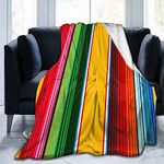 Hdadwy Mexican Colorful Sarape Flannel Fleece Throw Blankets for Bed Sofa Room Home Soft Blanket Warm All Season Throw Plush Blanket 80"x60"