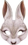 TMCO Halloween Easter Carnival Party Masquerade Half Face Rabbit Animal Mask (White)