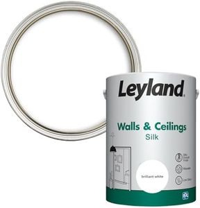 Leyland Walls and Ceilings Paint Silk, Brilliant White, Coverage 13m2 per Litre- 5L