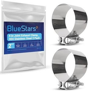 Upgraded 4" Exhaust Clamp 2-Pack, 304 Stainless Steel Butt Joint Band Clamps - Compatible with Automotive Exhaust Pipes, Mufflers, Catalytic Converters, Connects 4" OD to 4" OD Pipe