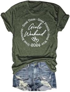 Qbily Girl's Weekend Shirt Matching Bestie Friends Vacation Trip Party Graphic Tees Tops for Women, 1221-green, Medium