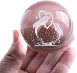 3D Dolphin Crystal Ball with Stand for Valentine's Day Gift,Birthday Gift - Double Dolphins Love Heart Ornament