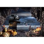 Haoyiyi 8x6ft Pirate Ship Backdrop Seaside Cave Adventure Ship Island Cruises Treasure Photography Background Girl Kids Baby Shower Artistic Portrait Cake Smash Party Decor Photo Props Polyester