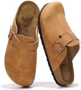 Project Cloud Women’s Genuine Suede Footbed Clogs for Women - Memory Foam Arch Support Clog Slippers for Women - Trendy Slip-ons Women's Mules & Clogs Sandals (Benton, Chestnut, 5.5)