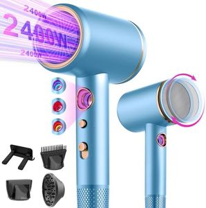 Tisoutec Seche cheveux ionique professionnel avec moteur AC 2400 W, diffuseur de cheveux 4 en 1, bouton chaud/froid, 3 niveaux de chauffage, 3 niveaux de vitesse, avec