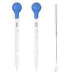 2 Pcs Glass Pipette Dropper 10ml Glass Graduated Dropper Pipette Pipette Lab Dropper Glass Liquid Pipette with Rubber Suction Ball Cleaning brush for Laboratory Food Research School of Medicine