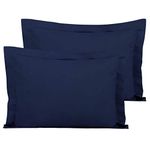 FLXXIE Microfiber Standard Pillow Shams Set of 2, Fade, Wrinkle and Shrinkage Resistant Soft Pillow Covers with Envelope Closure Euro Sham Covers (Navy Blue, 20 x 26 Inches)