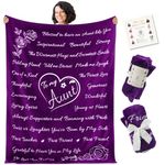 Aunt Gifts Blanket from Niece or Nephew, Birthday Gifts for Aunt Blanket, Auntie Gifts and Aunt Gifts from Niece, Great Aunt Birthday Gift, Best Aunt Ever Gifts, Throw Blanket 65” x 50” (Purple)