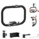 NEEWER Camera Cage Video Rig with Arca Type QR Plate, Single/Dual Grip Detachable Foam Side Handles Camera Phone Stabilizer for Video Recording DSLRs Camcorder Phone Action Camera Tripod Head, CA040