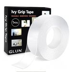GLUN Double Sided Tape Heavy Duty Multipurpose Nano Adhesive Grip Tape | Removable, Washable, Traceless, Reusable Sticky Strips for Wall Mounting, Home & Office, 9 x 9 Cm