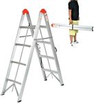 Lightweight Aluminum 4-Step Folding Ladder | Twin Front, Collapsible A-Frame Design with Wide Anti-Slip Pedals | Compact, Portable Step Stool | 330lb Capacity, EN131 Certified