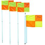 Kosma Set of 4 Half Folding White Pole With Yellow & Orange Corner Flags | Football Training Corner Flags | Folding Corner Flags | Side Line Soccer Flags | 150 x 25 mm