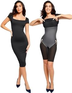Popilush Shapewear Dress Low Back Midi Dress with Build in Shapewear Short Sleeve Casual Summer Dress for 2025 Trending