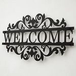 trademubarak Welcome Sign, Metal Decor, Front Porch Decor, Porch Signs, Metal Signs, Metal House Sign, Address Sign, House Number Plaque (35x20cm/14x8in) (35x20cm/14x8in, Matte Black)