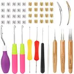 12 PCS Dreadlock Crochet Hook Set + 40 PCS Dreadlocks Hair Ring, Dreadlocks Tool Set Crochet Hooks for Crochet Braids Hair Decoration Accessories