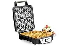 Andrew James Belgian 4 Slice Waffle Maker | Non-Stick Four Waffle Making Machine | 1100 Watts | Adjustable Temperature | Delicious Breakfasts and Tasty Snacks