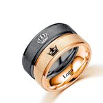 Matching Promsie Couple Rings Black Her King His Queen Crown Engraved Matte Engagement Wedding Bands Annivesary Titanium Steel