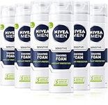 NIVEA MEN Sensitive Shaving Foam Pack of 6 (6 x 200ml) Sensitive Skin Shaving Foam, Shave Gel for Men, Shaving Gel for Irritated & Dry Skin with Witch Hazel