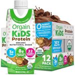 Orgain Organic Kids Nutritional Protein Shake, Chocolate, Healthy Kids Snacks, 8g Dairy Protein, 3g Fiber, 22 Vitamins & Minerals, No Soy Ingredients, Gluten Free, Non-GMO, 8.25 Fl Oz (Pack of 12)