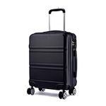 Kono Fashion Hand Luggage Lightweight ABS Hard Shell Trolley Travel Suitcase with 4 Wheels Cabin Carry-on Suitcases (20", Black)