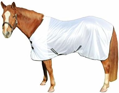 TuffRider Comfy Mesh Fly Sheet | UV Protection Horse Sheet, Standard Neck, 130 Grams Breathable Polyester Mesh - White - 69