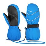 Unigear Kids Mittens Waterproof Winter Snow Ski Mittens with String for Boys Girls (Blue, 4-6Y)