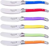 FlyingColors Laguiole Butter Spreaders Knife Set, Stainless Steel, Multicolor Handle, 6 Pieces