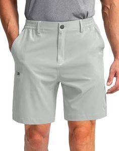 Pinkbomb Men's Golf Shorts with 6 Pockets Stretch Quick Dry Hiking Work Dress Shorts for Men, White Pale, XX-Large