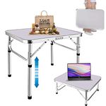 2FT Dining Table with Adjustable Height for Small Space, Modern Aluminium Rectangle Folding Kitchen Table, Outdoor Fold Away Garden Party Buffet Camping Picnic Trestle Table, 60cmx45cmx26cm /56cm