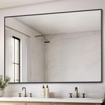 DESBING Black Bathroom Mirror for Wall, 36x48 Inch Rectangle Mirrors with Metal Frame, Modern Vanity Wall Mirror Decor for Entryway Hangs, Bathroom Living Room Horizontal or Vertical