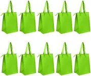 Zipper Insulated Lunch Tote Bags Set of 10, Bulk Pack - Perfect for Work, Travel, Outdoor Events - Lime Green