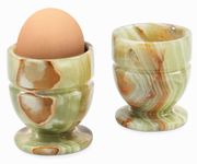 Radicaln Egg Cups Green Set of 2 Handmade Marble 2.3x2.5 Inch Egg Container for Kitchen Table - Egg Holder for Boiled Eggs - Hard Boiled Egg Storage Kitchen Gadgets