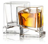 JoyJolt Carre Square Scotch Glasses, Old Fashioned Whiskey Glasses 10-Ounce, Ultra Clear Whiskey Glass for Bourbon and Liquor Set of 2 Glassware