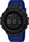 Shocknshop Digital Rubber Sports Stylish Multifunctional Electronic LED Black Dial Wrist Watch for Men Boys -WCH78 (Blue)