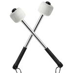 Luomorgo 2 Pcs Marching Bass Drum Mallets, Wool Felt Drum Mallets Percussion with Stainless Steel Handle, 12 Inch Drum Mallets Soft Felt Timpani Mallets